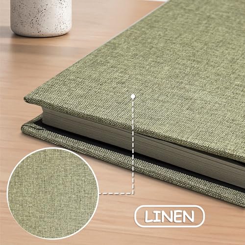 Photo Album Scrapbook – Holds 4x6, 5x7 & 8x10 Pictures – Self-Adhesive Pages for Baby, Wedding, Travel & Family Memories | Includes Metallic Pen & Scraper/Matcha Large DIY Memory Book for Gifts