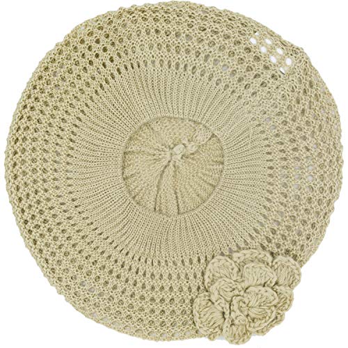An Crochet Hats For Women Beanie Cap Beret Knit Flower Beige Teens Girls #TOP1