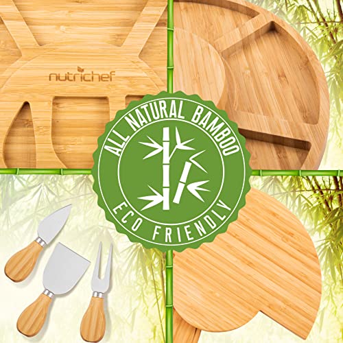 NutriChef Charcuterie Board Set, Bamboo Cheese Board w/Cutting Knives, Ceramic Bowls, Chalk Markers & Slate Labels, Meat & Cheese Platter Gift for House Warming Gifts New Home, Bridal Shower/Wedding by Nutrichef - Image 7