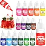 Colorant Alimentaire - Colorant Alimentaire Liquide 16 Couleurs Vives, Colorant Alimentaire Concentré pour la Décoration de Gâteaux, les Fondants, les Macarons, la Fabrication de Savon DIY - 6 ml