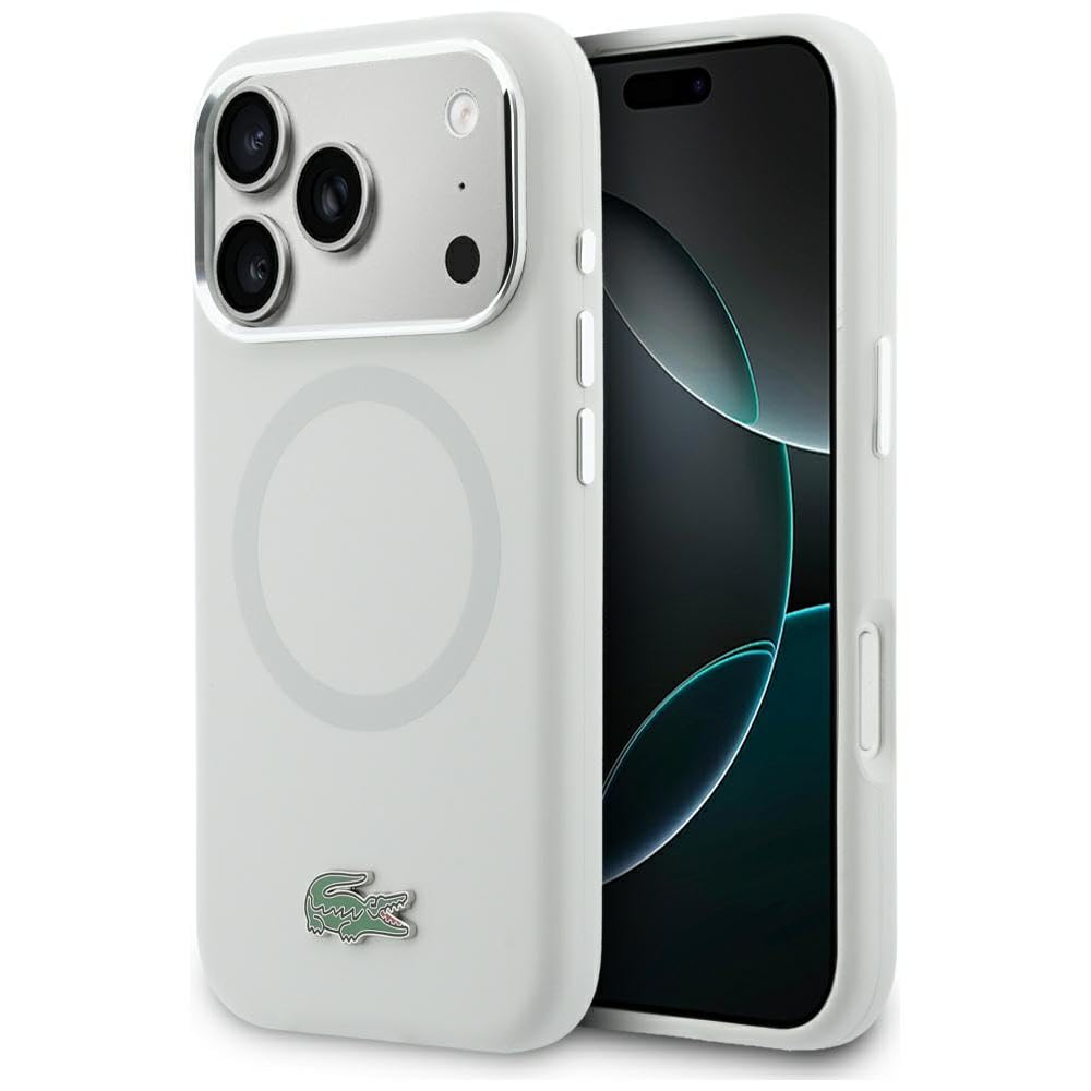 Coque Lacoste iPhone 17 Pro silicone gris compatible MagSafe - 8