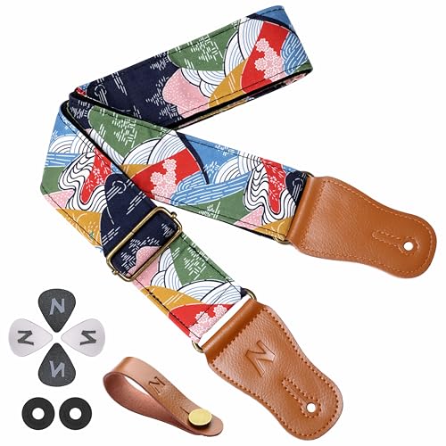 Nefelibata - Correa de guitarra japonesa de algodón para guitarra acústica, ukelele, adaptador de...