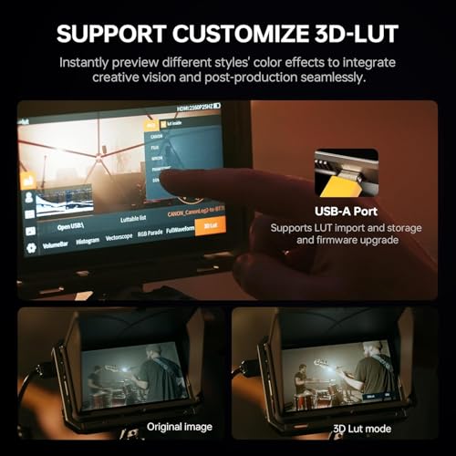 Camera Field Monitor 2000nit HD 1920x1080 IPS Touch Screen with 3D LUT Touch Screen 4K HDMI Camcorder DSLR Cameras Video Monitors with Sunshade Hood/np-f550 Battery VILTROX DX-3 6inch Kit