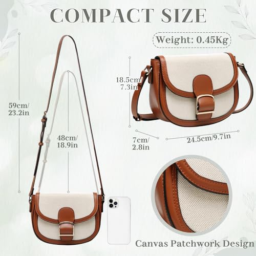 Kasqo Crossbody Bag for Women,Vegan Leather Fashion Small Shoulder Bag Ladies Handbag Saddle Purse with Adjustable Strap2