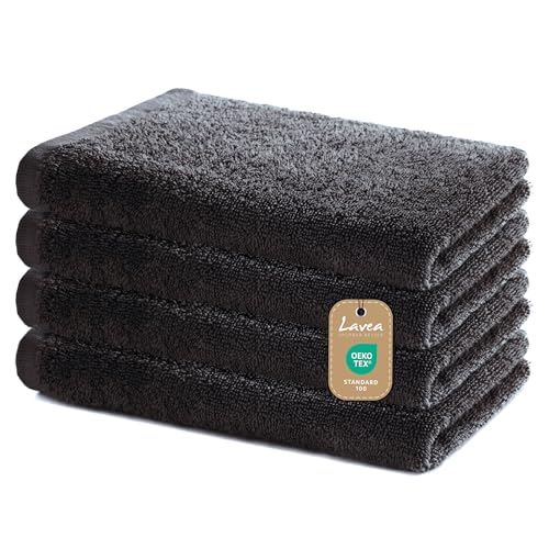 Lavea 4er Set Handtücher 40x70 cm - Weiche & saugstarke Gästetücher aus 100{4b5f40738eade60434c2d0e223930901ffeddd9a78b4cc0a90deb3e898a563ac} Baumwolle – Oeko-TEX 100 Zertifiziert – Waschbar bei 60 Grad – Ideal für Bad, Gäste-WC, Sport & Fitness - Anthrazit Lavea 4er Set Handtücher 40x70 cm - Weiche & saugstarke Gästetücher aus 100{4b5f40738eade60434c2d0e223930901ffeddd9a78b4cc0a90deb3e898a563ac} Baumwolle – Oeko-TEX 100 Zertifiziert – Waschbar bei 60 Grad – Ideal für Bad, Gäste-WC, Sport & Fitness - Anthrazit