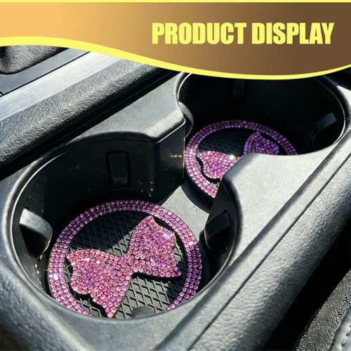 Portavasos para auto con moño brillante rosa 2 pcs miniatura 6
