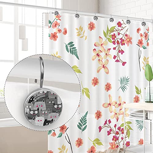 Crochets pour rideau de douche haut de gamme en acier inoxydable avec design chat gris