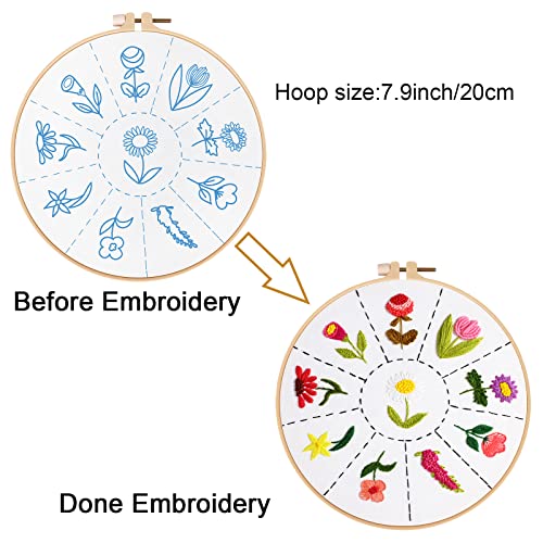 Louise Maelys 10 Different Flowers Embroidery Kits For Beginners With Practic Pattern,Adults Starter Cross Stitch Kit Diy Needlepoint Kits #TOP3