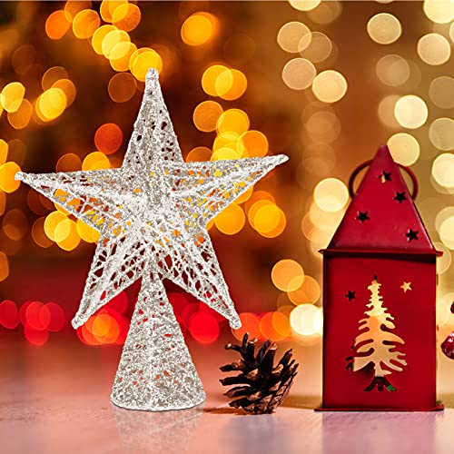Partykindom Christmas Tree Topper Star, Hollow Glittering Star Xmas Tree Topper Decoration Ornaments For Christmas Tree Decoration (Silver) #TOP7