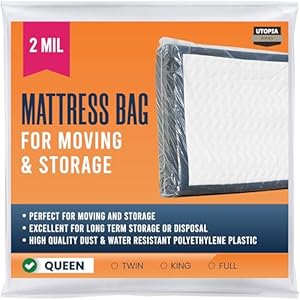 Utopia Home Mattress Cover for Moving, 2 Mil Thick Plastic Mattress Bag for Disposal, Mattress Encasement Fits Mattresses up to 14 Inches, Mattress Bags for Moving