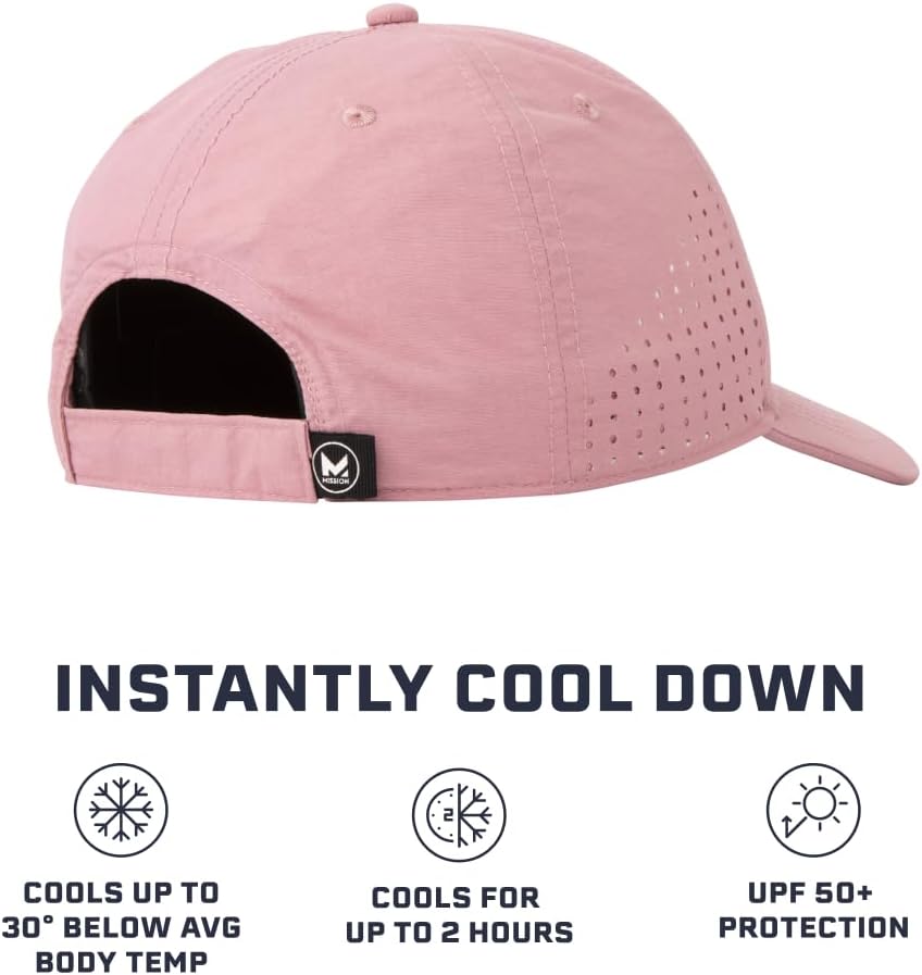 MISSION Cooling Vented Performance Hat Unisex One Size Cap for Workouts, Golf & Running, Sweat & Water Activated Technology