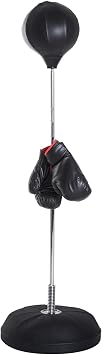 HOMCOM Punching Ball sur Pied Réglable 126-144 cm avec Gants et Pompe