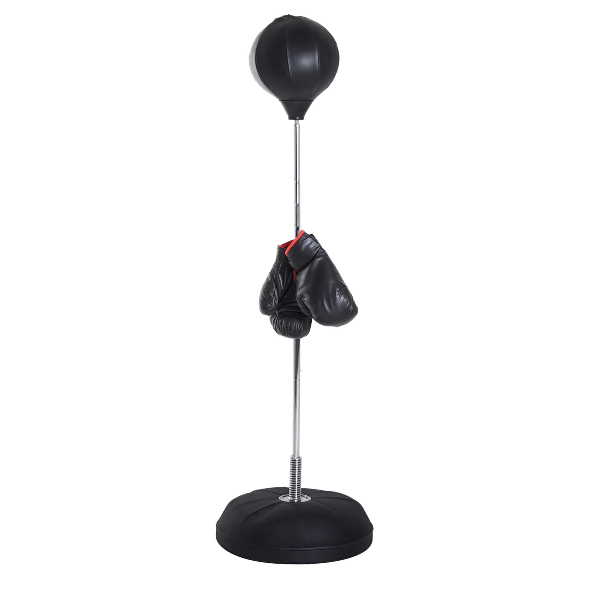 HOMCOM Saco de Boxeo de Pie Punching Ball Altura Ajustable 126-144 cm Base Rellenable Guantes Boxeo Adultos