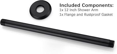 Miniatura 7 de Anpean Brazo de ducha de 12 pulgadas y brida negro mate, brazo de ducha montado en el techo para cabezal de ducha de lluvia