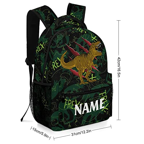 Custom Dinosaur T-Rex Backpack for Kids Boys Girls, Children Personalized Backpack with Name Text Customized Daypack Schoolbag for Student Bookbag2