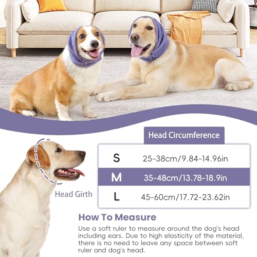 Image of Dog Calm Hoodie, No Shake Ear Wraps for Dogs, Quiet Dog Ear Cover Noise Protection, Pet Ear Muffs Dog Ear Protector Head Wrap Cover for Anxiety Relief, Hematoma, Grooming, Firework, Thunderstorms,L