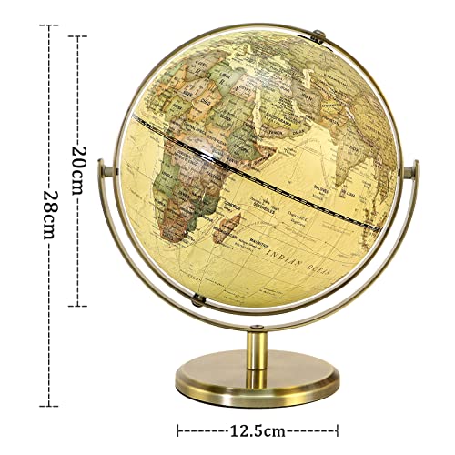 8'' Antique World Globe Vintage Earth Globe For Kids & Adults' Geography Learning 720° Rotating Easy To Read Desk Globe Decor For Home Office Classroom #TOP3