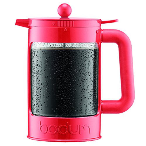 Bodum Bean Cold Brew Coffee Maker, Press, Plastic, 1.5 Liter, 51 Ounce, Red