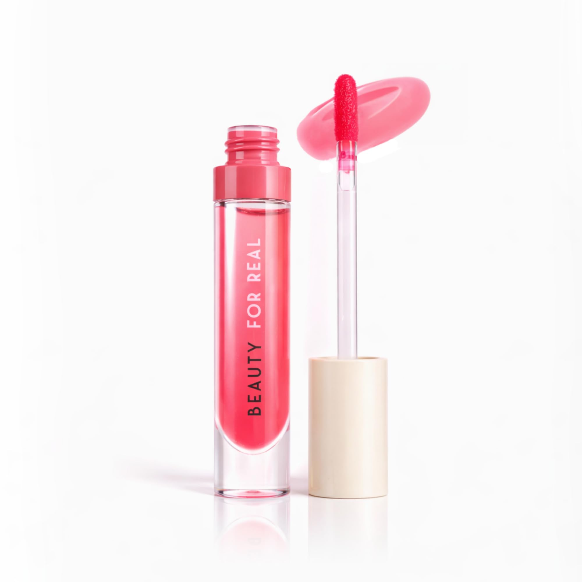 Beauty For Real Lip Revival Hi-Shine Hydrating Lip Oil, Raspberry Beret (Transparent Pink) - Lightweight - Non-Sticky, Shiny Finish - Paraben Free, Cruelty Free, Vegan