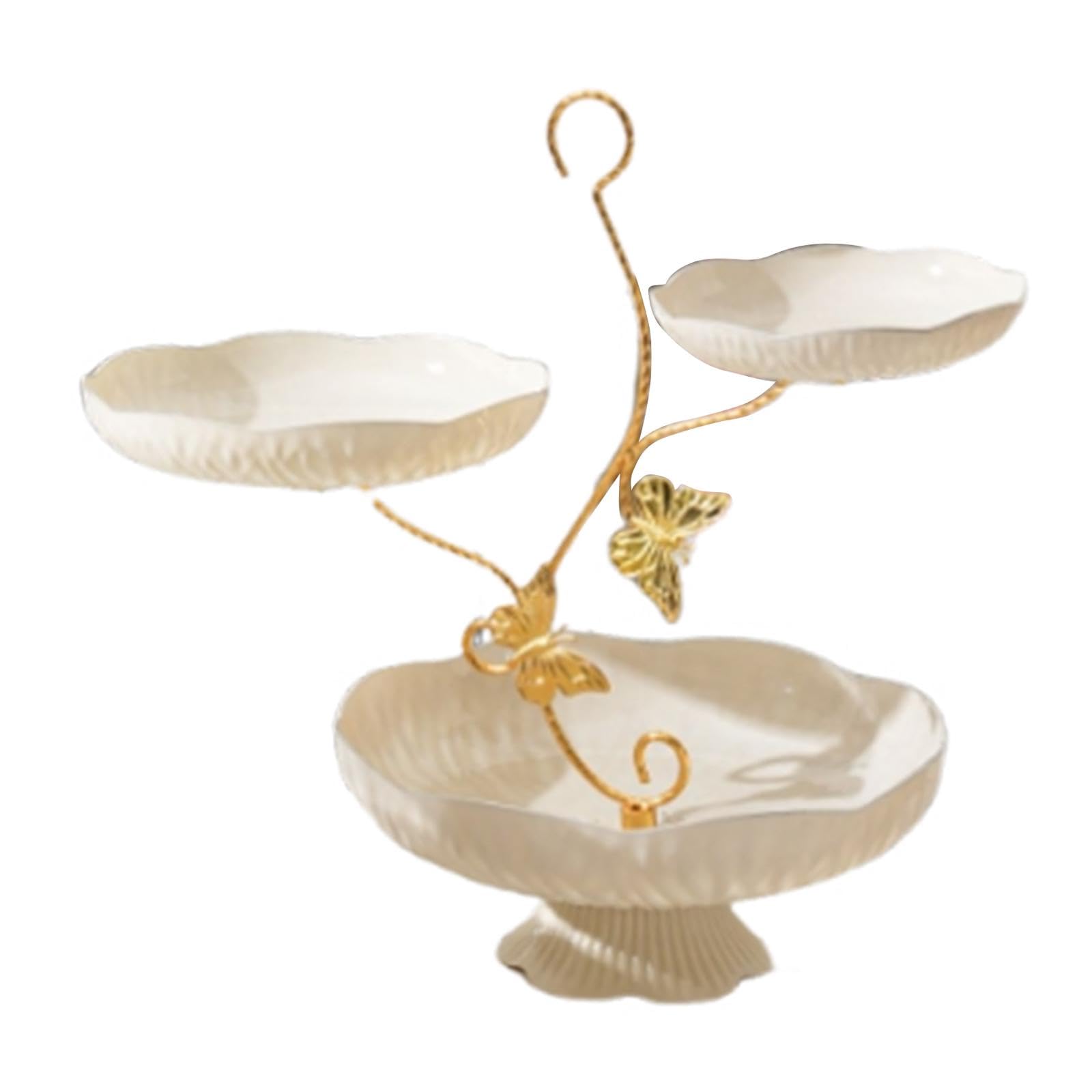 YWJLQH 3 Tier Fruit Bowl for Kitchen Counter Tiered Display Modern Holder Dessert Appetizer Bowl Fruit Basket Stand for Snack Cake, white