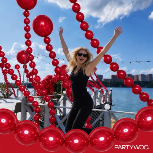 PartyWoo Burgundy Linking Balloons 100pcs 6 Inch Ruby Red Link Balloons by PartyWoo - Used condition - Image 7
