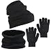 Produktbild ZoomSky 3 in 1 Kombinationsset Warme Strickmütze Dicker Winterschal mit Fleecefutter Damen Wintermütze Winter Handschuhe Herren Strickmütze für Wandern Laufen