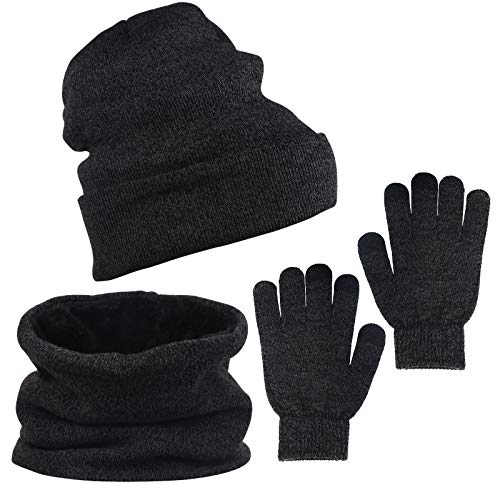 ZoomSky Gris foncé Hiver Chaud Bonnet Bonnet Écharpe Écran Tactile pour Unisexe Hommes Femmes Adolescents Sport en Plein Air Ski Snowboarding Vélo
