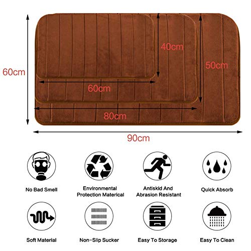 Badmat Antislip Badmatten Traagschuim Bad Mat Microvezel Badkamermat Absorberend Badkamer Tapijt Douchemat(Blauw, 60 x… - Image 3