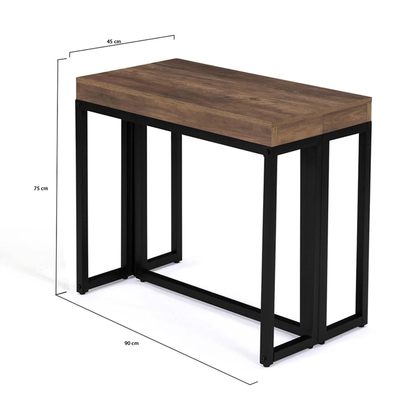 IDMarket - Mesa consola extensible Toronto para 10 personas, 235 cm, madera oscura, diseño industrial