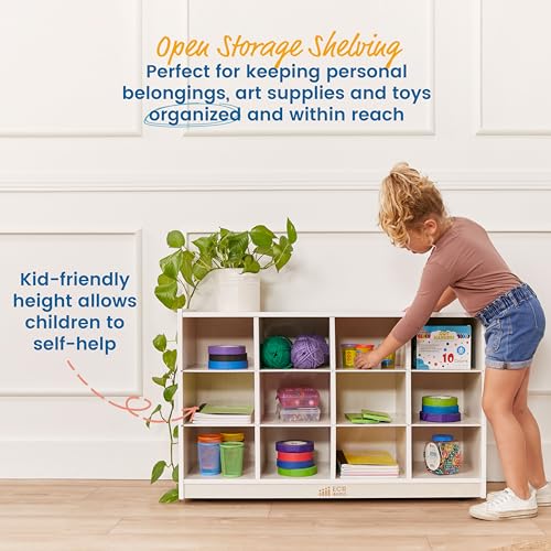 Image of ECR4Kids 12 Cubby Mobile Tray Storage Cabinet, 3x4, Classroom Furniture, White Wash