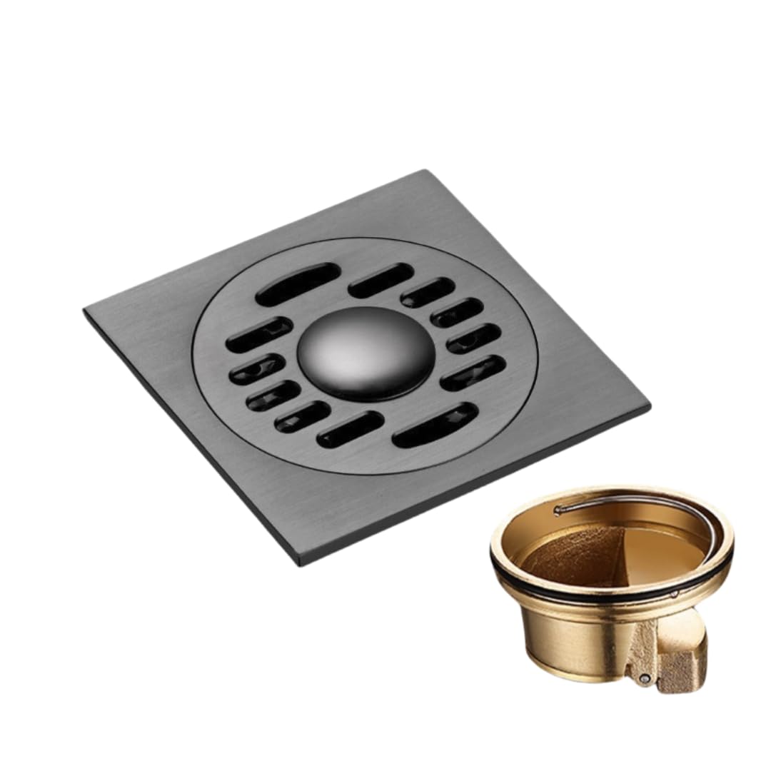 KJdxfhFH Bathroom floor drains, Invisible Floor Drain All Copper for Odor Resistant(Gray,Dualuse)