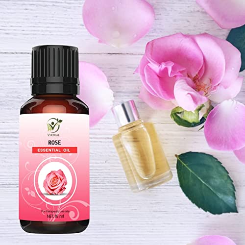 Image of Virtual 100% Pure Rose Essential oil For Anti-Aging, Acne, Dry Skin, Wrinkles Undiluted Essential Oil Therapeutic & Aromatherapy Grade Rose Essential Oil (15ML)