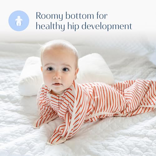 Image of SleepingBaby Zipadee-Zip Transition Swaddle - Cozy Baby Swaddle Blanket with Zipper Convenience - Roomy Wearable Blanket for Easy Diaper Changes - Stripes Strawberry /Cream, X-Small (3-6 Month)