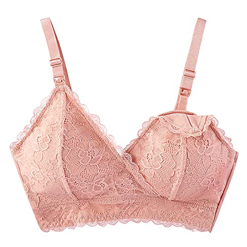 Genérico Arnés Lencería Mujer Sexy sin Llantas Encaje Sujetador de lactancia Embarazada durante el Embarazo Lencería Sexy Conjunto, rosa, S