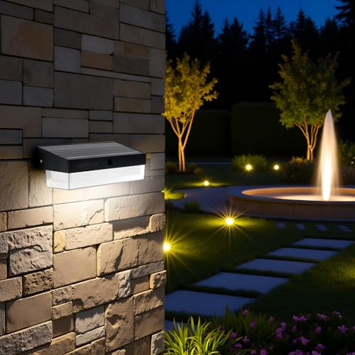 Image of Homehop Solar Light Outdoor Home Garden Wireless Wall Automatic Night Lamp | Solar Wall Light Waterproof LED Decoration for Balcony, Porch, Patio, Pathway and Driveway with 3 Color Modes (4000mAh,ABS)