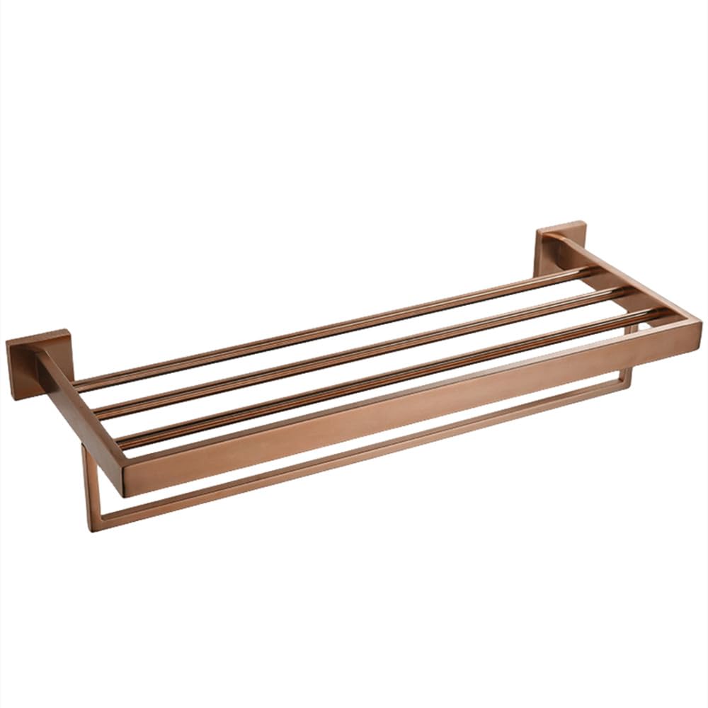 Accesorios de baño de Oro Rosa Cepillado Accesorios de baño Cuadrados Soporte de Papel higiénico Soporte de Toalla Barra Gancho para Bata Toallero, toallero 60 cm