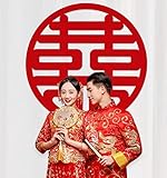 LRGKMCWTOB 2PCS Chinese Wedding Decoration Double Happiness Decorations Chinese Wedding Stickers Wedding Bedding Wedding Candy Sticker Glass Door Red Felt Sticker