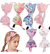 Zifengcer Glitter Headbands for Girls, Hair Bows Headbands 6pcs Butterfly Mermaid Party Hair Acce...
