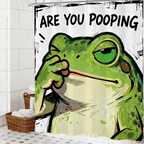 Opeoddie Funny Cute Frog Shower Curtain are You Pooping Shower