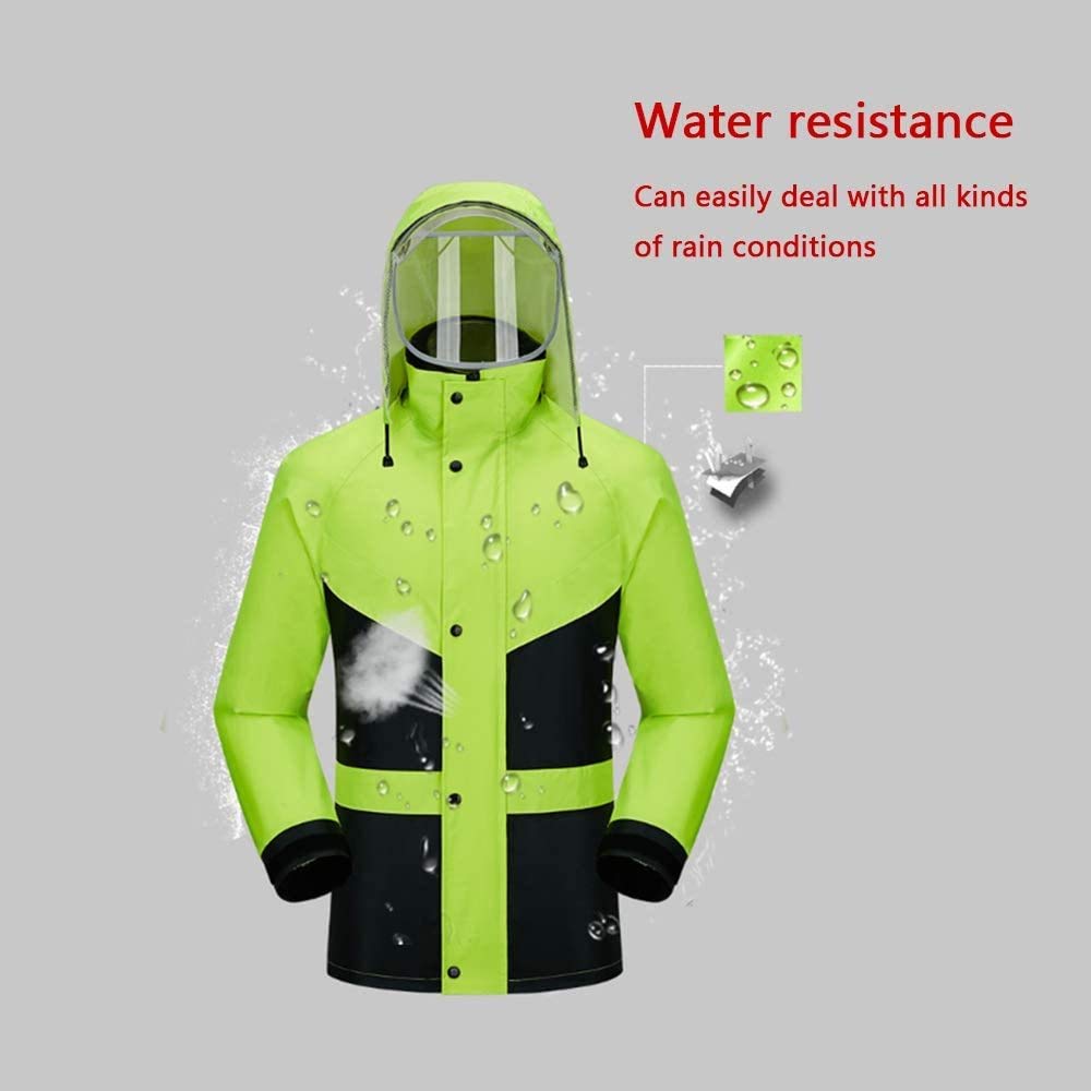 GDDO Combinaison de Pluie pour Hommes Femmes vêtements de Pluie Veste Pantalon Ensemble étanche Haute visibilité Coupe-Vent à Capuche imperméable Travail Moto Golf pêche