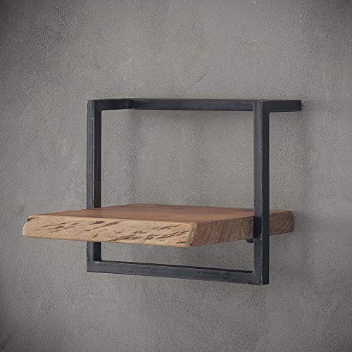 Vintage Wandregal 40 cm breit Akazie Massivholz Metall Ablageregal Aufbewahrung Regal Cover