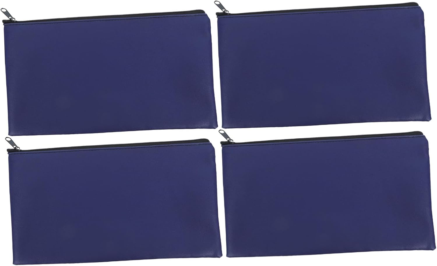 4pcs Pu Synthetic Leather Money Bags with Zipper for Secure Cash and Coin Organizing, Spacious Storage Deposit Pouch, Utility Wallet for Business and Travel, Blue
