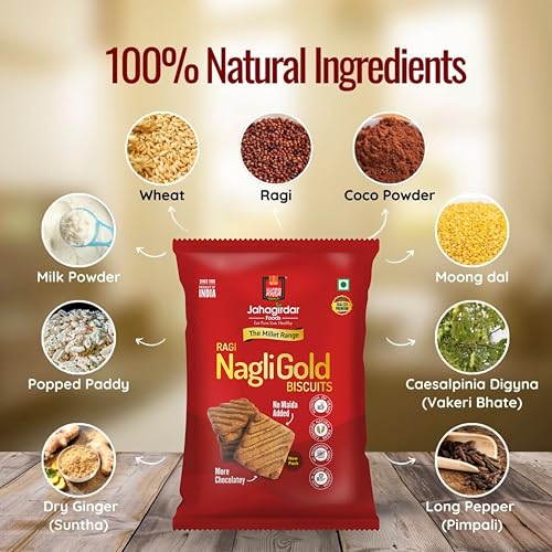 Image of JAHAGIRDAR FOODS Chocolate Flavour | 0% Maida RAGI Biscuit | Cookies Millet Biscuits - 250g (Pack of 1)