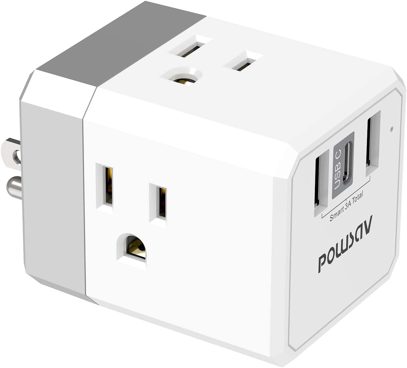 3-Outlet USB Wall Charger and Extender with 3-Way Splitter, ETL Listed - for Home, Office, Cruise Ship
