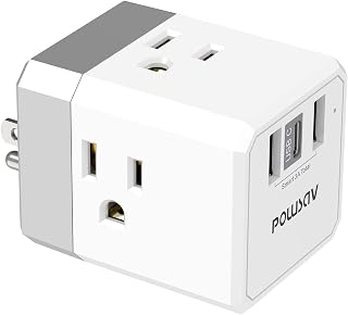 Cruise Ship Essentials, 3-Side Outlet Splitter with 3 USB Ports(1 USB C) USB Wall Charger, Outlet Extender for Home, Office and Cruise, ETL Listed, White