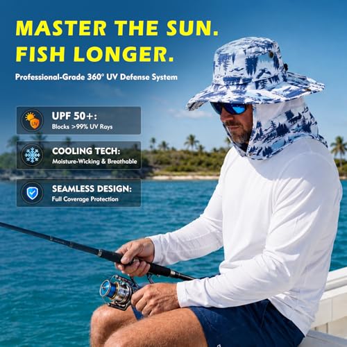 Image of Comhats Oversized XL XXL Waterproof UPF50+ Neck Flap Protection Cover Wide Brim Golf Packable Sun Hats for Men