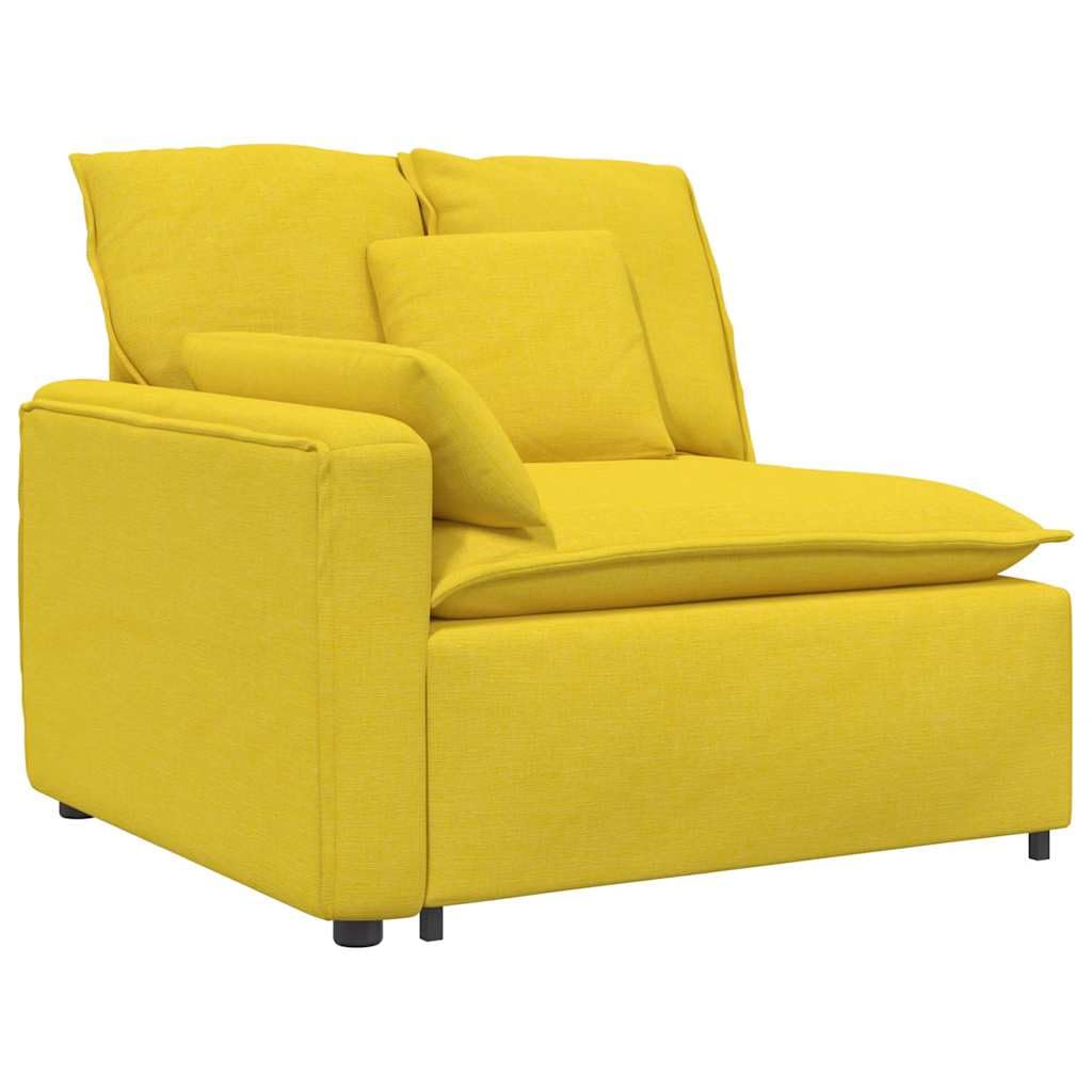 Sofá modular amarillo claro con cojín acolchado de tela y relleno de espuma, 224 x 105 x 64 cm, marco de metal, 2 piezas para salón, salón y cine en casa