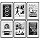 MONOKO® Wohnzimmer Poster Set - Premium Bilder Set für Schlafzimmer - Stilvolle Wandbilder - 6er Set ohne Rahmen (Set fashion poster schwarz-weiß, 6x A4 (21 x 29,7cm))