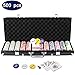 Produktbild Grandma Shark Texas Hold'em Poker Chips mit Alumium Case Blackjack Gambing mit Carying Case und Casino Chips 2 Kartenspiele Dealer Small Blind Big Blind Buttons und 5 Würfel (500 pcs)