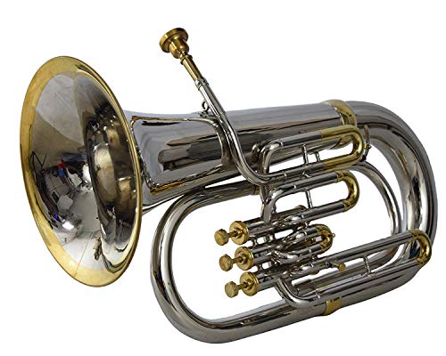 NauticalMart Bb Euphonium Nickel + Brass 3 Valve | Collectible Gift, Perfect for Christmas & Holiday Gifting